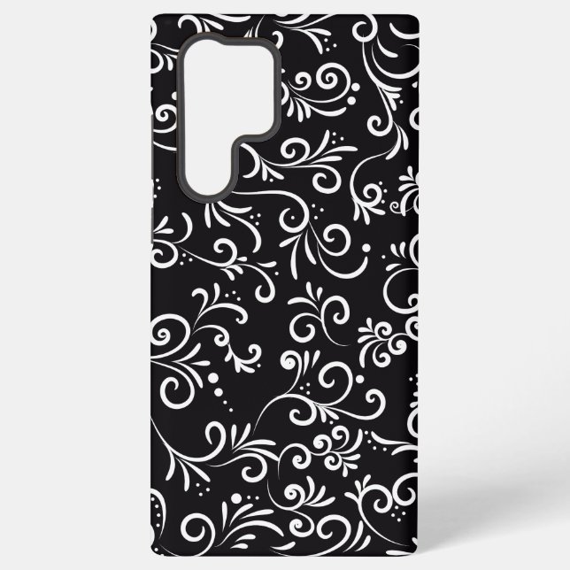 Nice Black Elegant Ornamental Samsung Galaxy S22 Ultra Case (Back)