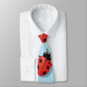 Nice Blue and Red Ladybugs Pattern Tie
