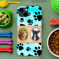 Nice Blue background with paws, custom pet photo