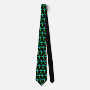 nice blue green flourish CROSS pattern   Tie