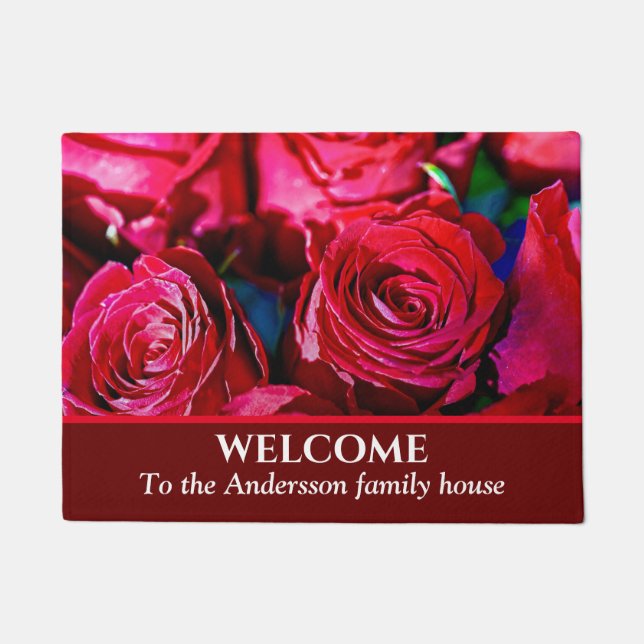 Nice Bunch Of Red Roses Doormat (Front)