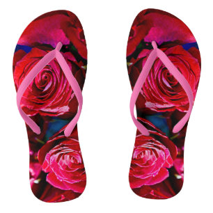 Nice Bunch Of Red Roses Flip Flops