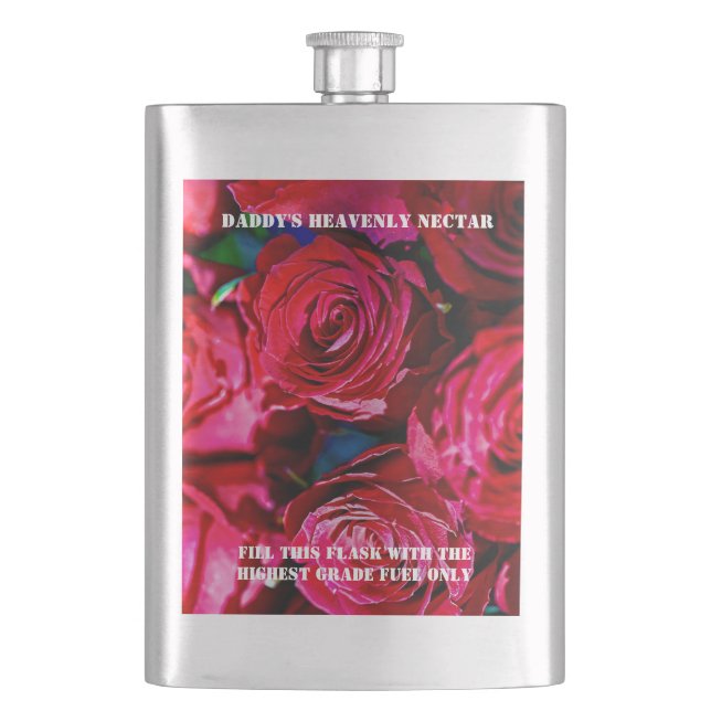 Nice Bunch Of Red Roses Hip Flask (Front)