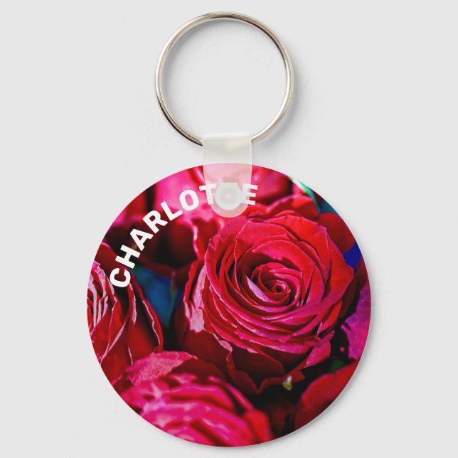 Nice Bunch Of Red Roses Key Ring (Front)