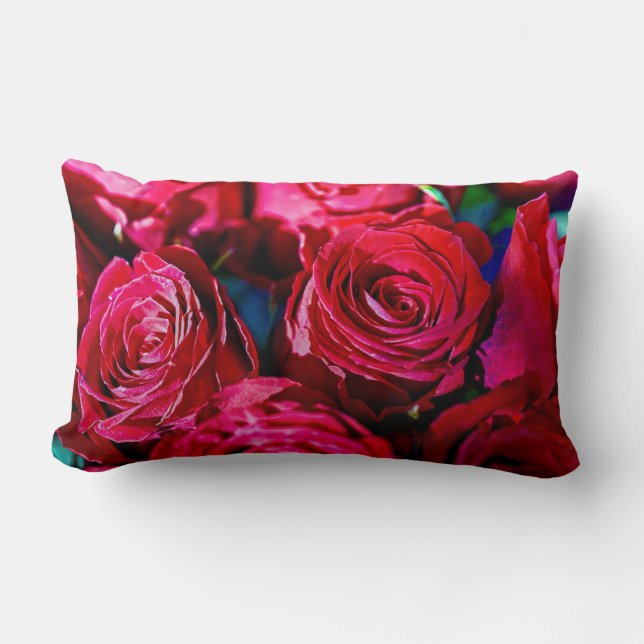 Nice Bunch Of Red Roses Lumbar Cushion (Front)