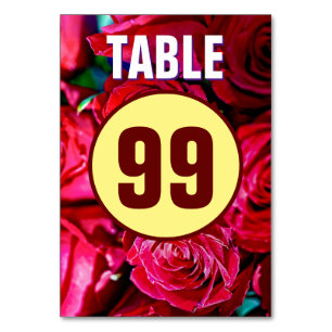 Nice Bunch Of Red Roses Table Number