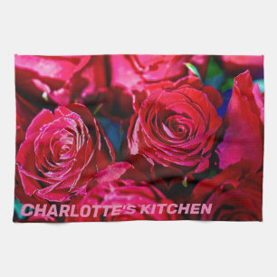 Nice Bunch Of Red Roses Tea Towel