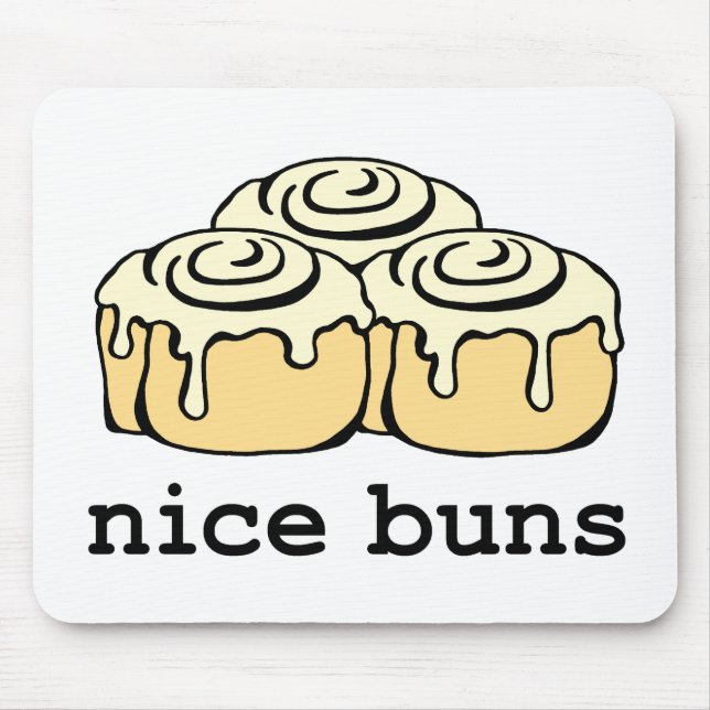 Nice Buns Cinnamon Roll Funny Cartoon Design Mouse Mat (Front)