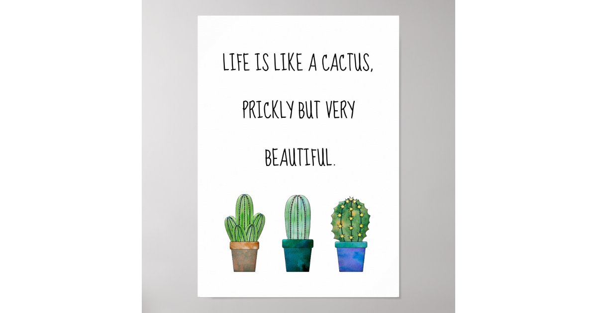 Nice cactus phrase with three cactus drawings poster | Zazzle