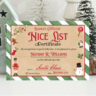 Nice Certificate Approved from Santa Invitation