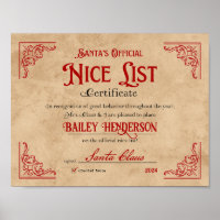 Nice Certificate Approved Santa Claus 