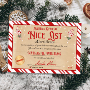 Nice Certificate from Santa Approved Checked Twice Invitation