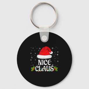 Nice Claus Christmas Lights Santa Pajama Family Ma Key Ring