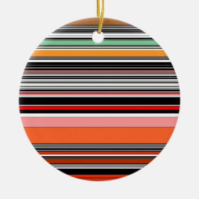 Nice colourful stripes ceramic tree decoration (Front)