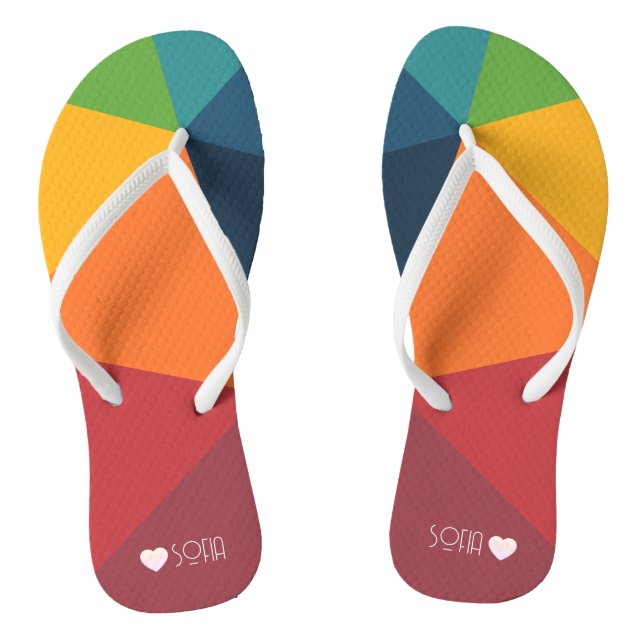Nice colourful Triangles Pattern Flip Flops (Footbed)
