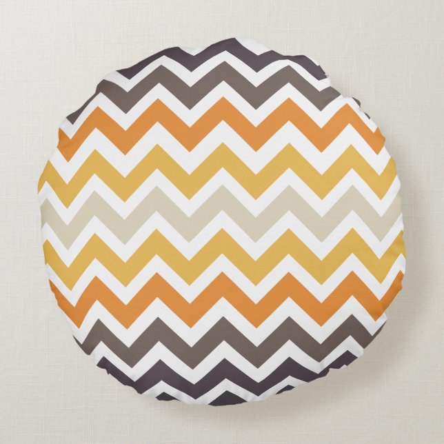 Nice colourful zigzag pattern round pillow (Back)
