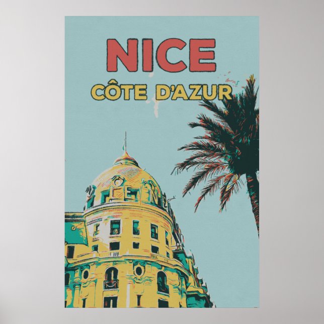 Nice Côte d'Azur Negresco illustration France Poster (Front)