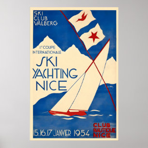 Nice Cote D'Azur Ski Yachting Sailing Boat Sea Poster