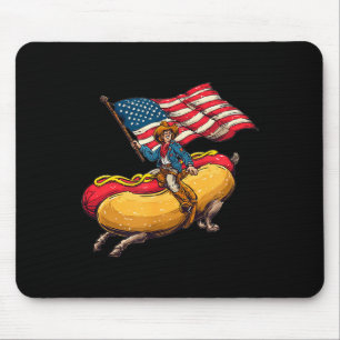 Nice Cowboy Weenie Hotdog Costume With Us Colors Mouse Mat