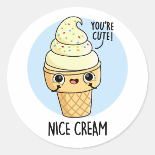 Nice Cream Funny Ice Cream Pun  Classic Round Sticker