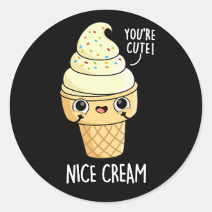 Nice Cream Funny Ice Cream Pun Dark BG Classic Round Sticker