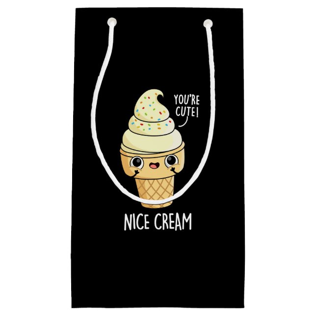 Nice Cream Funny Ice Cream Pun Dark BG Small Gift Bag (Front)