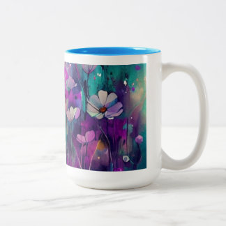 Nice cup of drink with blue flowers
