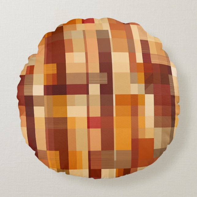 Nice Cute And Funny Autumn Check Pattern Round Cushion (Front)