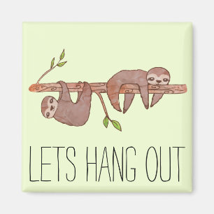 Nice Cute pair of baby sloths on a tree branch Magnet