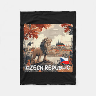 Nice czech republic city graphic with lion for man fleece blanket