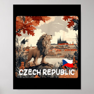 Nice czech republic city graphic with lion for man poster