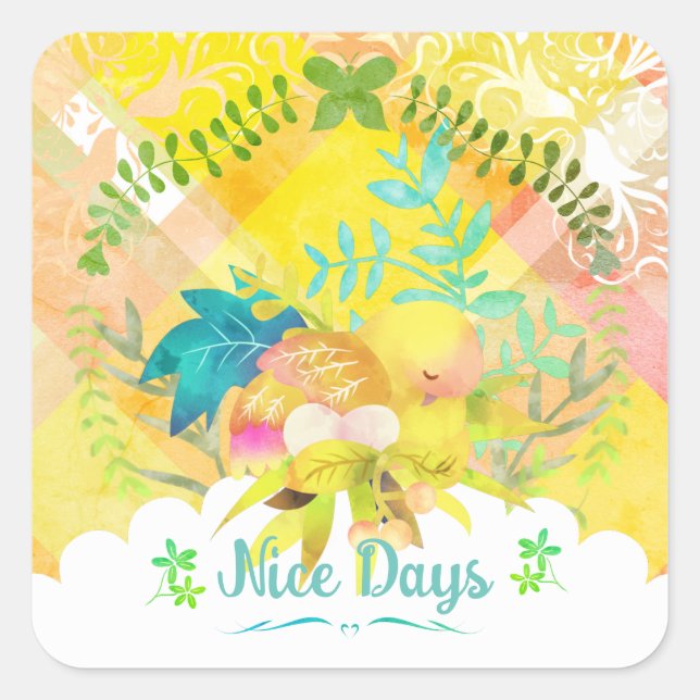 "Nice Days" Sleeping Dove Plaid  Square Sticker (Front)