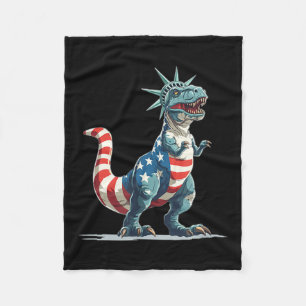 Nice Dinosaur In Liberty Statue For Usa Clothes Lo Fleece Blanket