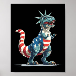 Nice Dinosaur In Liberty Statue For Usa Clothes Lo Poster