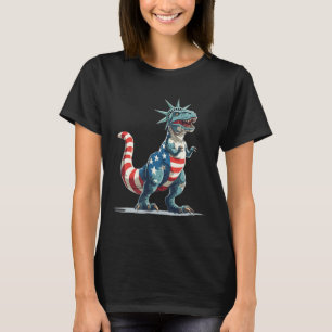 Nice Dinosaur In Liberty Statue For Usa Clothes Lo T-Shirt
