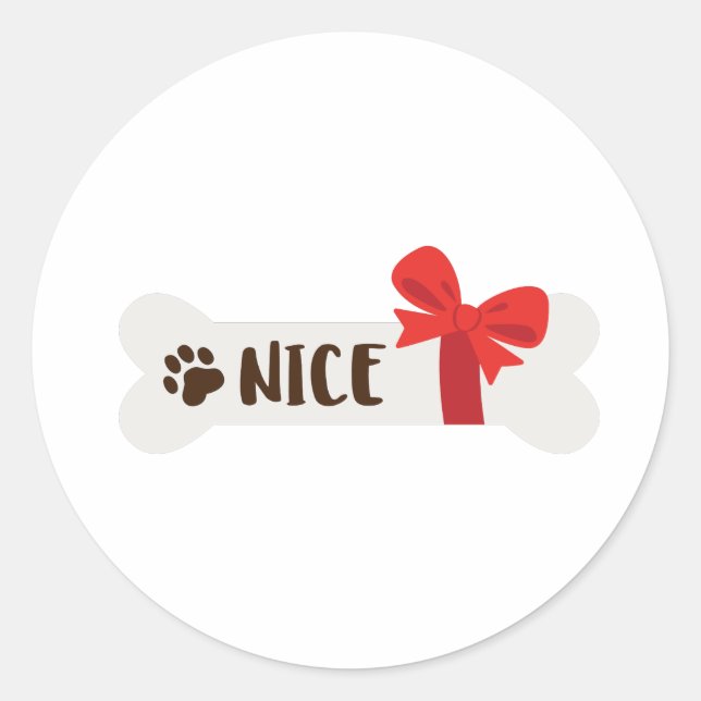 Nice Dog Bone Classic Round Sticker (Front)