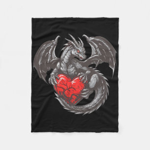 Nice Dragon With Big Red Heart Outfit Fleece Blanket