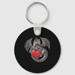Nice Dragon With Big Red Heart Outfit Key Ring