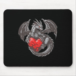Nice Dragon With Big Red Heart Outfit Mouse Mat