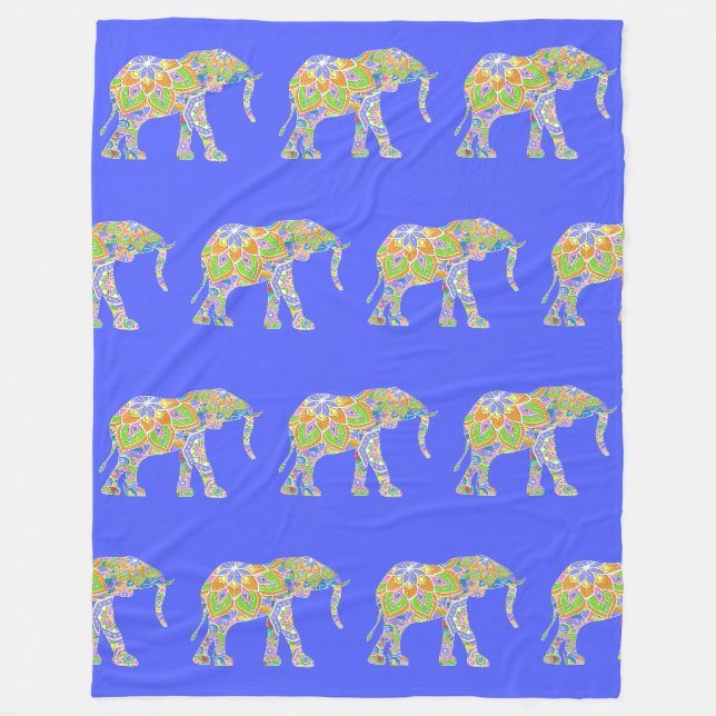 Nice Elephant Mandala Design 2 Fleece Blanket (Front)