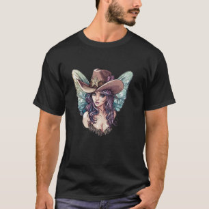 Nice Fairy Face with Wings and Cowboy Hat Outfit T-Shirt