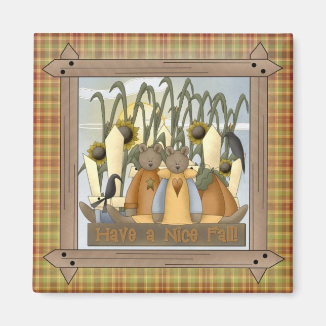 Nice Fall Country Teddy Bears Magnet (Front)