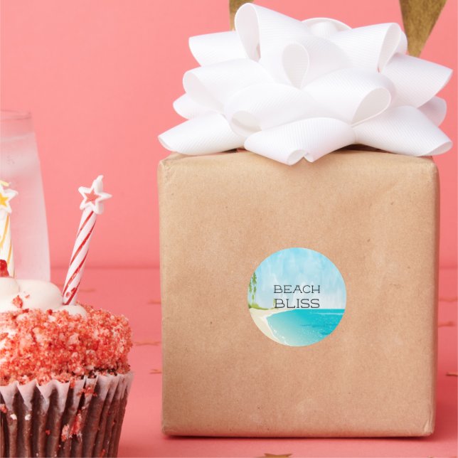 Nice Feeling Beautiful Beach Bliss Classic Round Sticker (Party)