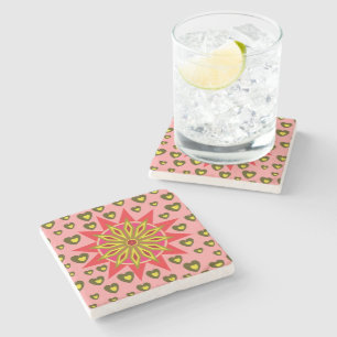 NICE FLOWER HEARTS LOVE VALENTINE, BIRTHDAY, GIFT STONE COASTER