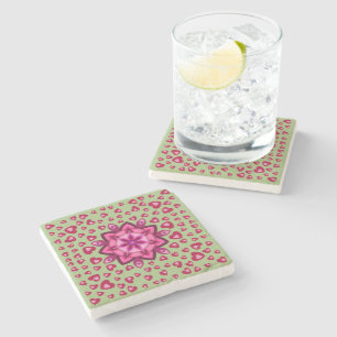 NICE FLOWER HEARTS LOVE VALENTINE, BIRTHDAY, GIFT STONE COASTER