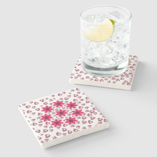 NICE FLOWER HEARTS LOVE VALENTINE, BIRTHDAY, GIFT STONE COASTER