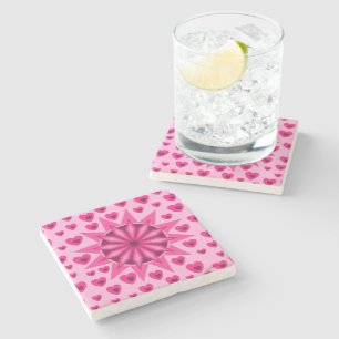 NICE FLOWER HEARTS LOVE VALENTINE, BIRTHDAY, GIFT STONE COASTER