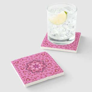 NICE FLOWER HEARTS LOVE VALENTINE, BIRTHDAY, GIFT  STONE COASTER