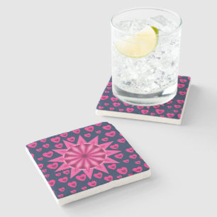 NICE FLOWER HEARTS LOVE VALENTINE, BIRTHDAY, GIFT STONE COASTER