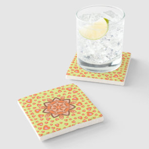 NICE FLOWER HEARTS LOVE VALENTINE, BIRTHDAY, GIFT STONE COASTER